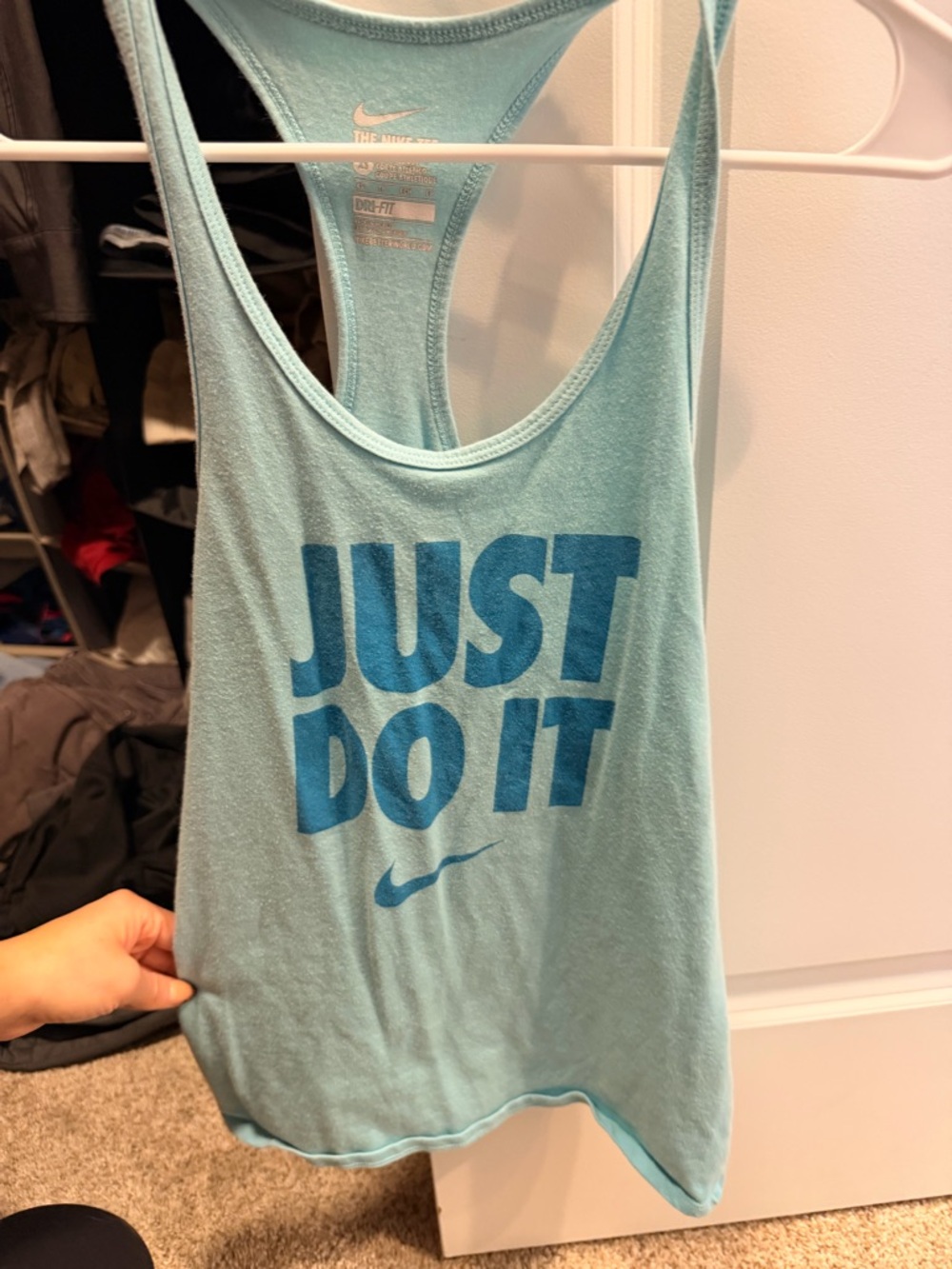 Nike Light Aqua Tank Top with Blue "Just Do It" Print